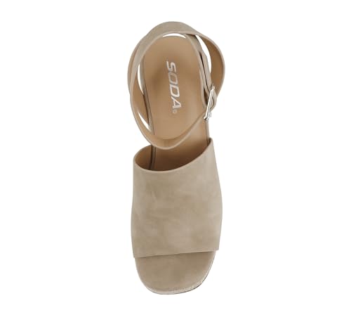 Image of Soda inchStella inch ~ Women Square Peep Toe Single Band Platform Espadrille Wedge Sandals with Adjustable Ankle Strap