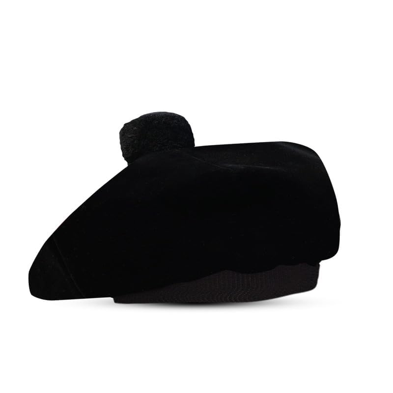 Image of Scottish Tam O' Shanter Hat Tartan Bonnet Pom Pom Wool Flat Cap One Size