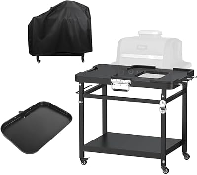 Universal Grill Stand for Ninja Woodfire Outdoor Grill,Portable Foldable Cart Table, Griddle Pan Compatible with Ninja Woodfire OG951 OG850 OG952 Smoker Accessories