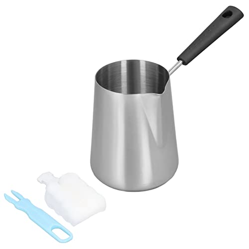 Turkish Coffee Maker, Butter Warmer 1000ml Stainless Steel Butter Melting Pot Milk Pot Milk Warmer Pot with Spout for Home Cafe