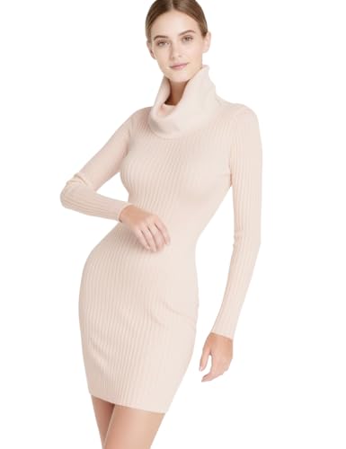 Image of v28 Sweater Dress for Women Ribbed Knit Fitted midi Sexy Fall Winter Bodycon Cowl Neck Dresses