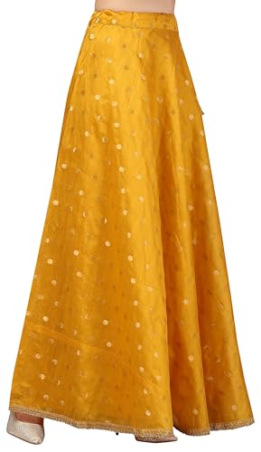 Studio Shringaar Women's Polyester Readymade Chanderi Silk Long Skirt Lahenga