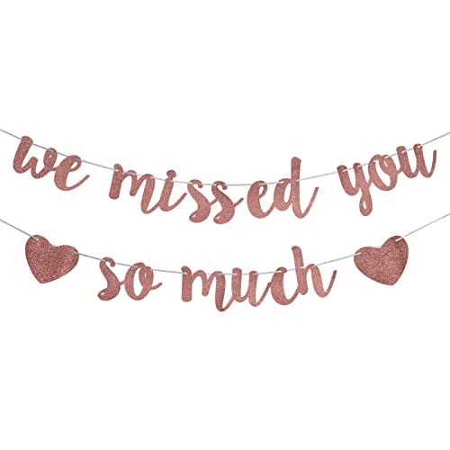 Welcome Home Decorations We Missed You So Much Banner, Gold Glitter Welcome Back Sign Family Party Supplies ,Patriotic Military Homecoming Army Deployment Returning Back Decorations