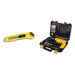 STANLEY 10-143-S Basic Snap-off Blade Knife 18 mm and13 mm Hammer Drill Machine and Hand Tool Kit for Home Use (120-Pieces)
