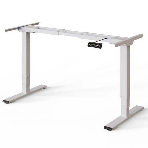 DESKSPACE PRO Plus Höhenverstellbarer Schreibtisch Gestell - Dual-Motor Tischgestell Höhenverstellbar, Elektrisches Tischgestell mit Memory Funktion (Weiße)
