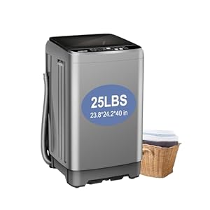 25 lbs Portable Washing Machine LED Display Full Automatic Washing Machine 10 Programs & 8 Water Levels, Come with a Glass Cover, Drain Pump Ideal for Apartment Home Dorm, Grey