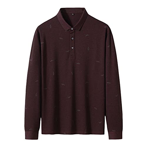 Polo homme bordeaux manches longues col rabattable casual chic grande taille 6XL