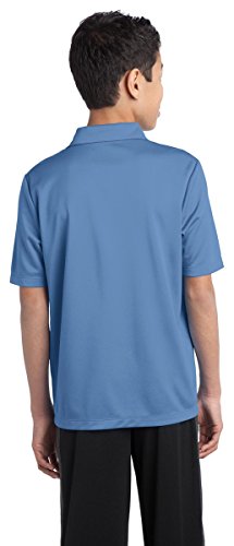 Camisa polo juvenil Port Authority com toque de seda Y540 azul Carolina, Carolina Blue, XS