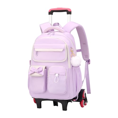 Mochila com rodinhas Armbq para meninas, mochila com rodas para o ensino fundamental e médio, mochila escolar com 6 rodas, 12.6*8.66*18.11 inch, Minimalista