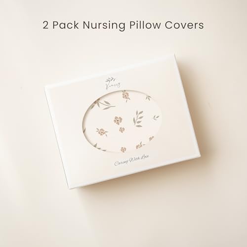 Image of Konssy 2 Pack Nursing Pillow Covers, Soft and Comfortable Nursing Cover for Breastfeeding Pillows, Pillow Slipcover for Baby Girls Boys Newborn(Brown, Blossom)