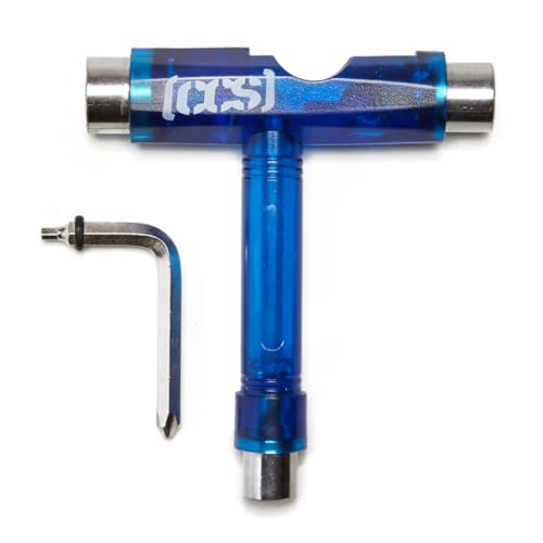 [CCS] Skateboard Tool - All in One T Tool, Metal T Tool W/Grip File, or Y Tool W/Rethreader (Clear Blue)