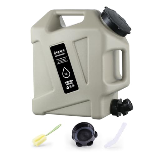 RUYI 12L Wasserkanister mit Hahn und Schraubdeckel, Camping Wasserkanister BPA-frei Trinkwasserkanister, Tragbarer Wassertank mit Griff für Wohnwagen Picknick Wandern