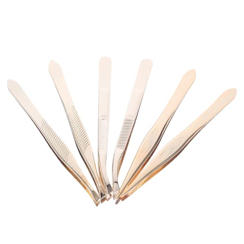 jojofuny 6 Stück Wimpernzangen aus Edelstahl Präzise Pinzetten für Augenbrauen Wimpernverlängerung und Wimpernbüschel Ergonomisch Rostfrei Kompakt für Beauty Anwendungen