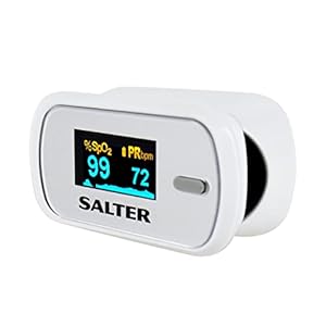 Salter PX-100-EU, Oxywatch, Pulsossimetro da dito, Pediatrico Saturimetro Professionale da dito Certificato, Misurazione Rapida, Leggero e Compatto, Spegnimento Automatico