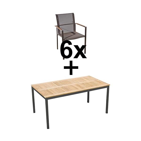 Gartengarnitur Kuba Teak & Edelstahl für 6 Personen