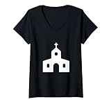 Damen Kirchengebäude T-Shirt mit V-Ausschnitt