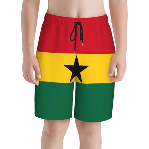 Flag of Ghana Youth Beach Pants, Soft and Breathable, with Drawstring Waist, Suitable for Sports and Leisure.3