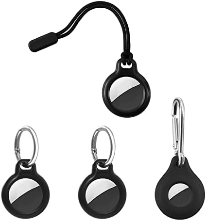 4-Pack AirTag Holder for Apple AirTag Tracker, Silicone AirTag Keyring AirTag Case Keychain Accessories Easy to Attach to Wallets, Keys, Pet Collars , Backpacks