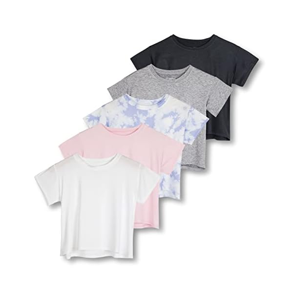 5-Pack-Womens-Dry-Fit-Crop-Top-Short-Sleeve-Crew-Neck-Stretch-Athletic-Tee-Available-in-Plus-Size