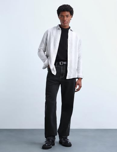 Image of Flying Machine Men's Loose Fit Jeans| Solid | Mid Rise | Stretchable | Jeans for Man