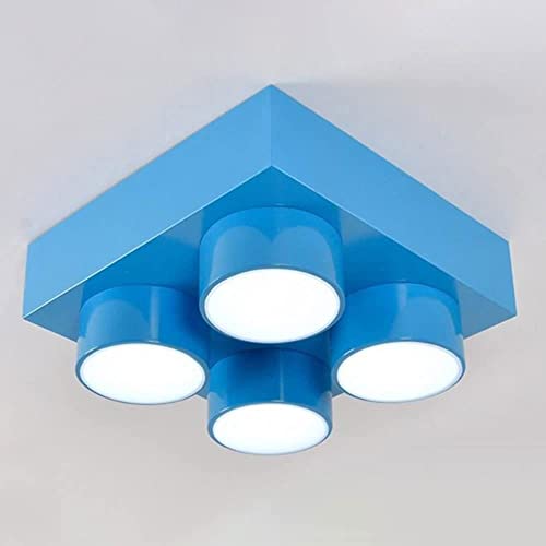 Building Block Plafoniera per sala giochi, Apparecchio per montaggio a incasso a LED per bambini in metallo Lampada da soffitto creativa moderna Illuminazione a sospensione per camera dei bambini Scuo