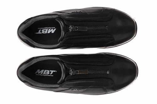 MBT AISAI Damen-Lederschuhe. Nappaleder-Design mit strukturierten Lederdetails. Frontverschluss mit Reißverschluss für einfache Handhabung. Farbe: Schwarz