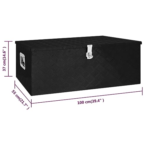 vidaXL Aufbewahrungsbox Aluminiumkoffer Aluminiumbox Lagerbox Lagerkiste Transportkoffer Transportkiste Schwarz 100x55x37cm Aluminium