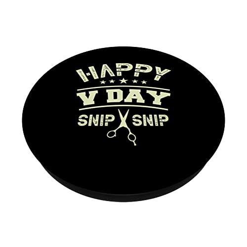 Happy v day snip snip for a Sterilized man Vasectomy PopSockets Swappable PopGrip, Black - Image 2