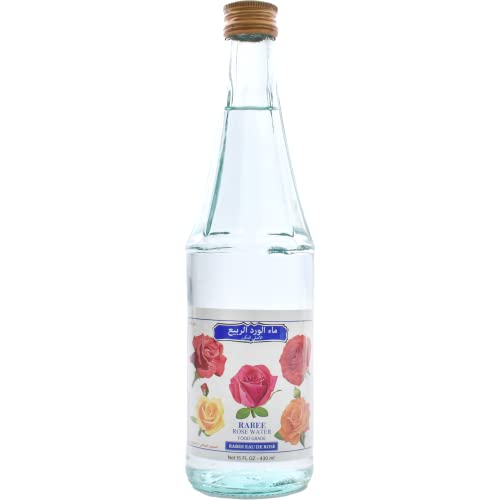 Rabee Rose Water Imported 15 oz. - Food Grade Rose Water for Baking, Food Flavoring or Drinking - Ideal for Persian dishes and desserts or beauty care - Edible Rose Water Drink