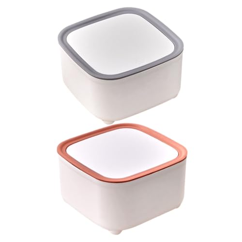 OFFSCH Office Bedroom Trash Cans 2 Pcs Small Litter Bin Decorative Desktop Waste Can Lid
