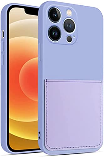 Coque iPhone 13 Pro silicone violet GLUDGOAT avec porte-carte