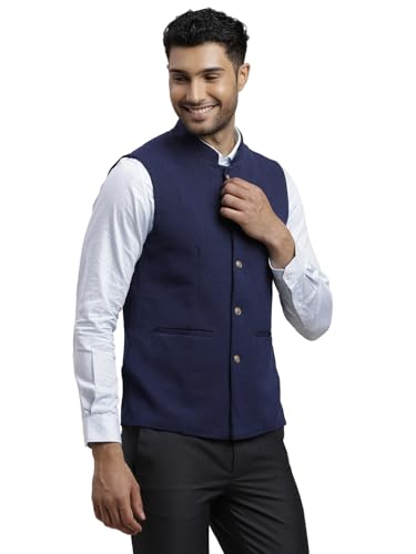 Image of Turtle Men Knitted Terylene Rayon Dobby Print Party Nehru Jacket