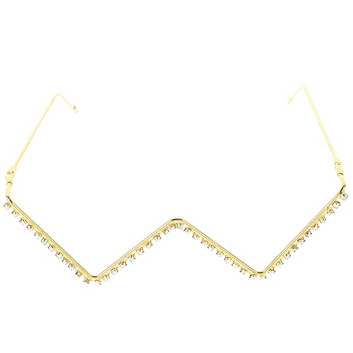 Half Frame Sparkling Crystal Sunglasses Rhinestone Sunglasses Crystal Trim Jeweled Frame Costume Glasses for Women Men