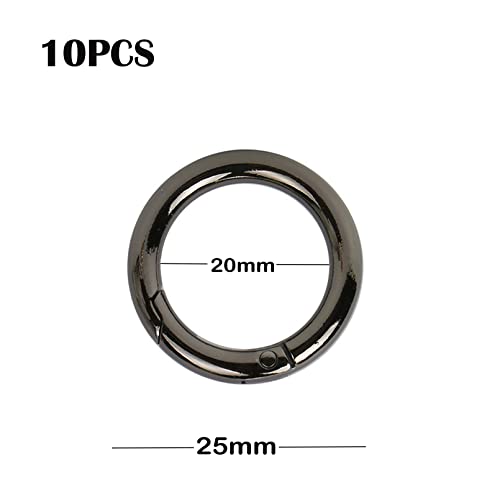 10 Stück 25mm Runde Karabiner,Karabiner Ring,Karabinerhaken aus Zinklegierung Snap Ring für Schlüssel Organisation und DIY Handwerk,Schwarz