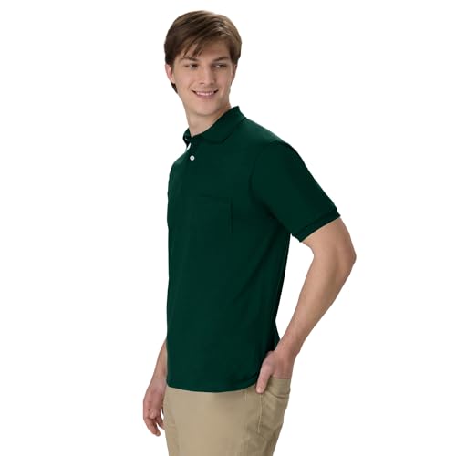 Hanes Men's Short-Sleeve Jersey Pocket Polo (Pack of 2), Deep Forest, Small - image 5