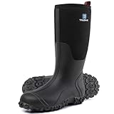 Trudave Rubber Boots for Men with Steel Shank, Waterproof Insulated Reliable Rain Boots for Outdoor Work Hunting, Warm Dry 5mm Neoprene Anti-slip All-Season Mud Boots, Size 5-14
