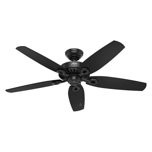 Hunter Fan Company 53294 Builder Elite Versatile Indoor/Outdoor 52 Inch Ceiling Fan without Light Fixture, Matte Black, 52"