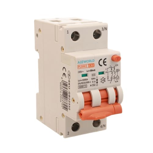 Interruttore Differenziale Magnetotermico Tipo A 32A C32, Bipolare 2P Veri (NO 1P+N), Curva C 6kA 30mA, Doppio Leva con Diagnostica Visiva, 2 Moduli DIN, Serie PL8M2