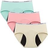 [INNERSY] サニタリーショーツ ジュニア 生理用ショーツ 下着 ガールズ 綿 生理用パンツ 女児 娘 生理用品 可愛い ローライズ インナー ショーツ 防水シート 通気性 漏れ防止 昼夜用 下着 3枚セット 150-165(ピンク+ライトグリーン+イエロー,160)