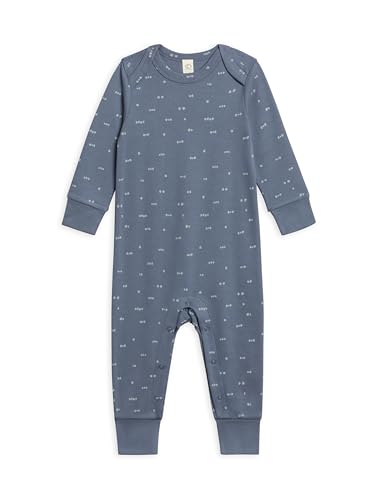 Colored Organics Organic Cotton Baby and Toddler Aspen Romper Long Sleeve One Piece - Tridot/Denim + Mist 18-24M
