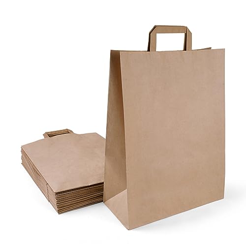 Sac en papier kraft avec anses Inoverse le lot de 250 grand format 22x10x36 cm marron