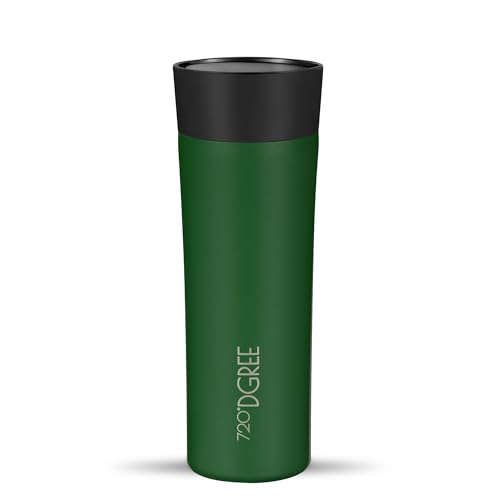 720°DGREE Travel Mug 460ml “PleasureToGo 2.0“ - Choose from 3 Sizes, 6h Hot, 12h Cold, Leakproof, 360° Drinking, BPA-Free, Hygienic - Slim Stainless Steel Thermo Cup for Coffee, Tea to Go - Green