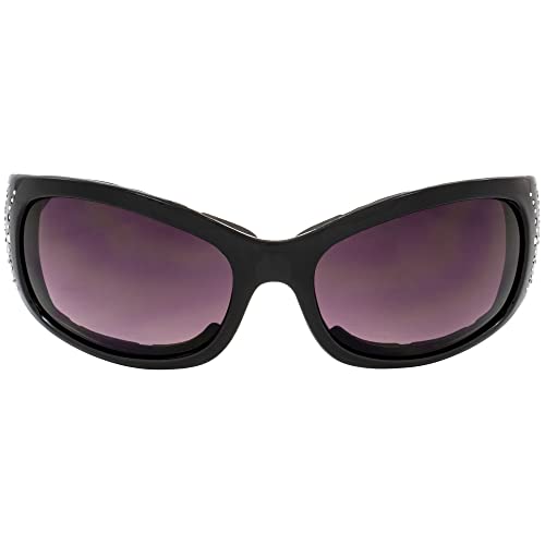 Global Vision Eyewear Marilyn 2 Plus Women's Foam Padded Riding Sunglasses Bling Black Frame (Smoke) #TOP2