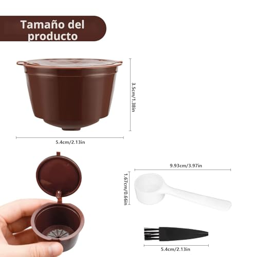 Miniatura 2 de 3 Cápsulas De Café Reutilizables Filtro Recargable, Rellenable Para Cafetera Dolce Gusto, Con1 Cuchara De Plástico Y 1 Cepillo
