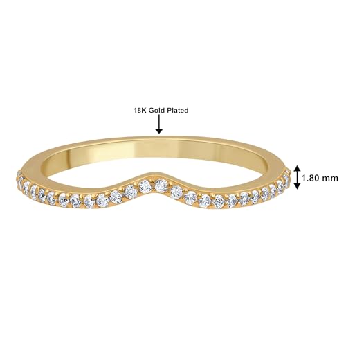 18K Yellow Gold Plated Created Emerald Ruby Sapphire & Simulated Diamond Stone Stackable Ring Wishbone Chevron Half-Eternity Bands For Women - Gifts for Her2