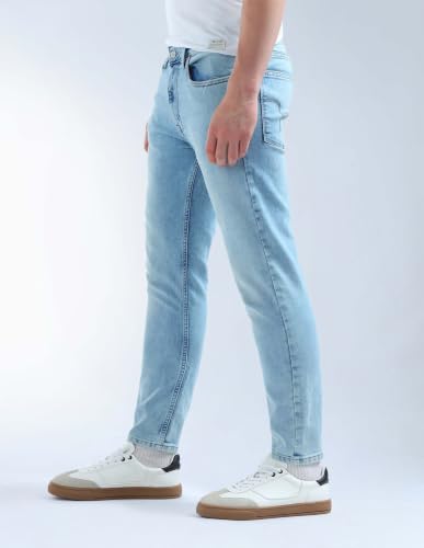 Image of Flying Machine Men's Relaxed Tapered Fit Jeans| Solid | Mid Rise | Stretchable | Jeans for Man