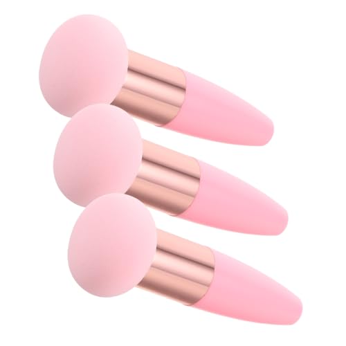SAFIGLE 3 Piezas Hojaldre De Cabeza De Hongo Facial Esponja De Base Para Maquillaje Liquido Champiñón Aplicador De Polvo Para La Cara Manejar Cosmético Pequeño Tubo De Aluminio Rosa