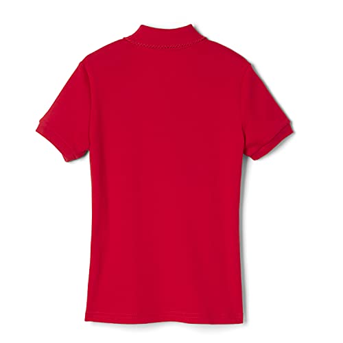 French Toast Girls Size' Short Sleeve Interlock Polo with Picot Collar, Red, Large/14/16/Plus2