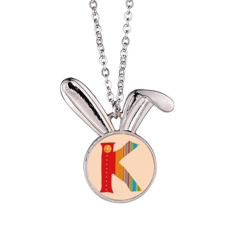 Collier lapin et fruits oranges motif K bijou fantaisie