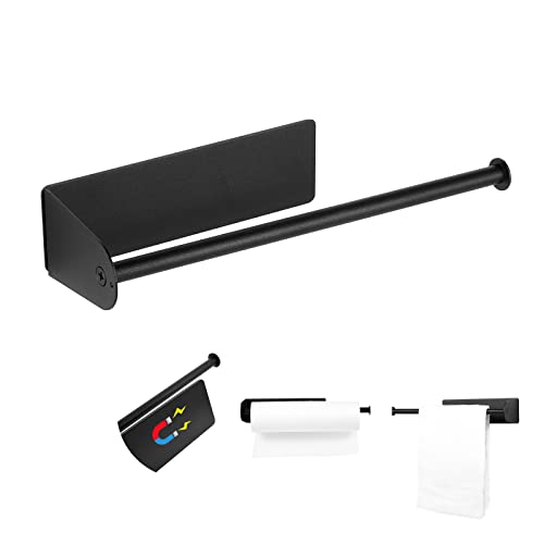 Wowfill キッチンペーパーホルダー マグネット ステンレススチール タオルバー 穴開け不要 キッチン バスルーム収納用品(マグネット-30cm-黒)